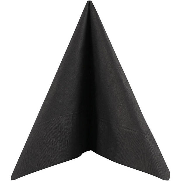 40x Zwarte servetten van papier 33 x 33 cm - Feestservetten