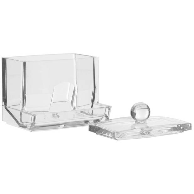 5Five Wattenstaafjes houder/box/dispenser - 9,5 x 10 cm - kunststof - Opbergbox