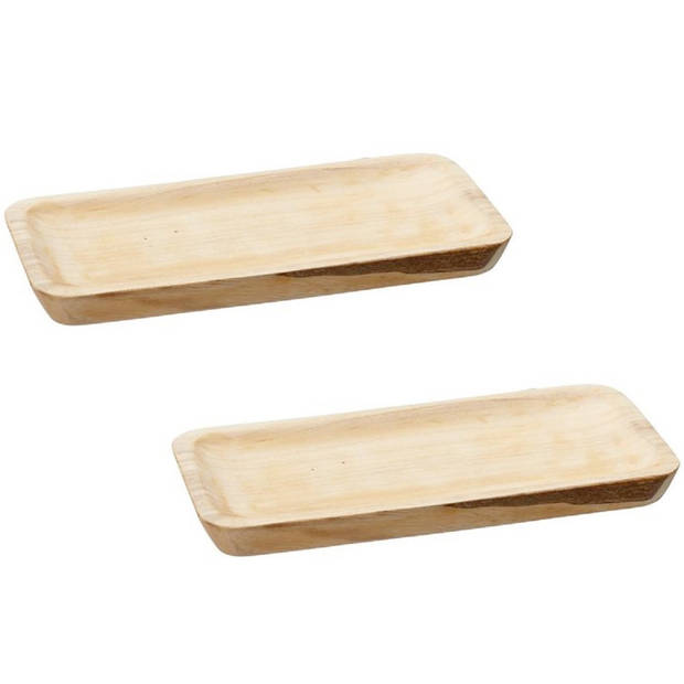 Set van 2x stuks rechthoekig kaarsenbord/kaarsenplateau hout 35 x 3 x 17 cm - Kaarsenplateaus