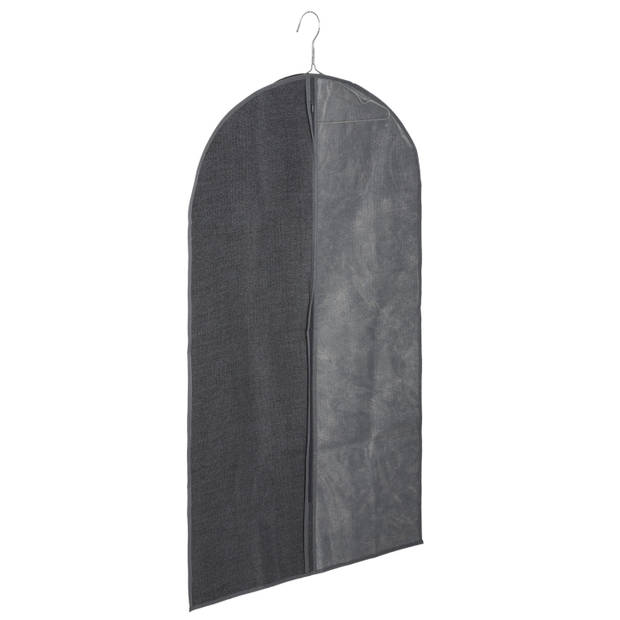Set van 2x stuks kleding/beschermhoes linnen grijs 100 cm inclusief kledinghangers - Kledinghoezen