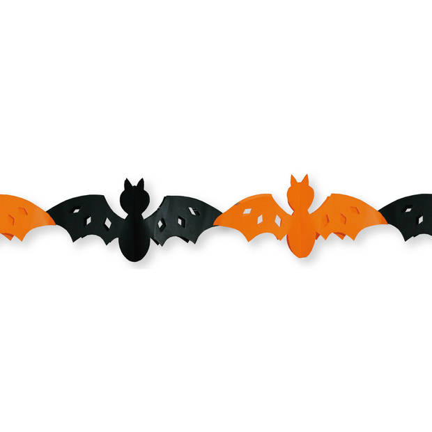 Halloween/Horror vleermuizen slinger oranje/zwart 3 meter - Feestslingers