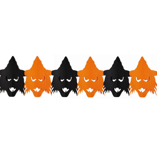 Halloween/Horror thema heksen/vogelverschrikkers feestslinger oranje/zwart 3 meter - Feestslingers