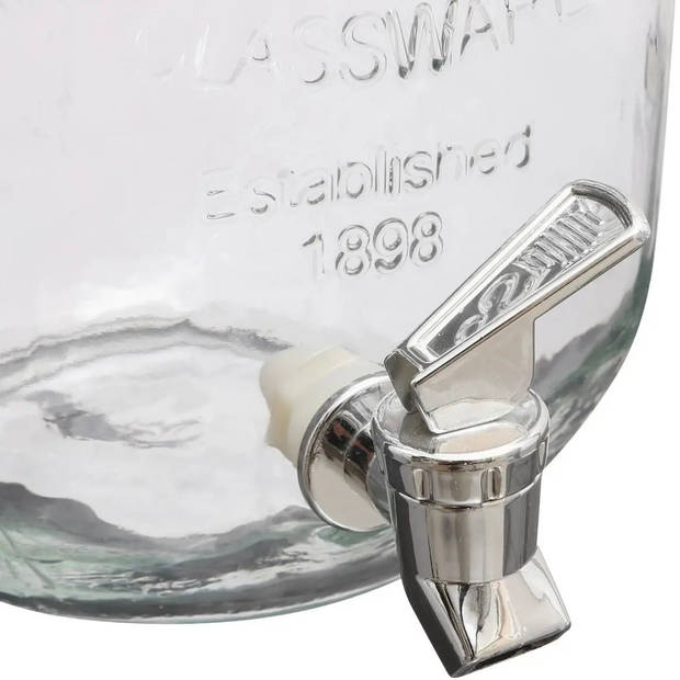 2x stuks glazen drank dispenser - 8 liter - met metalen kraantje en schroefdeksel - Drankdispensers