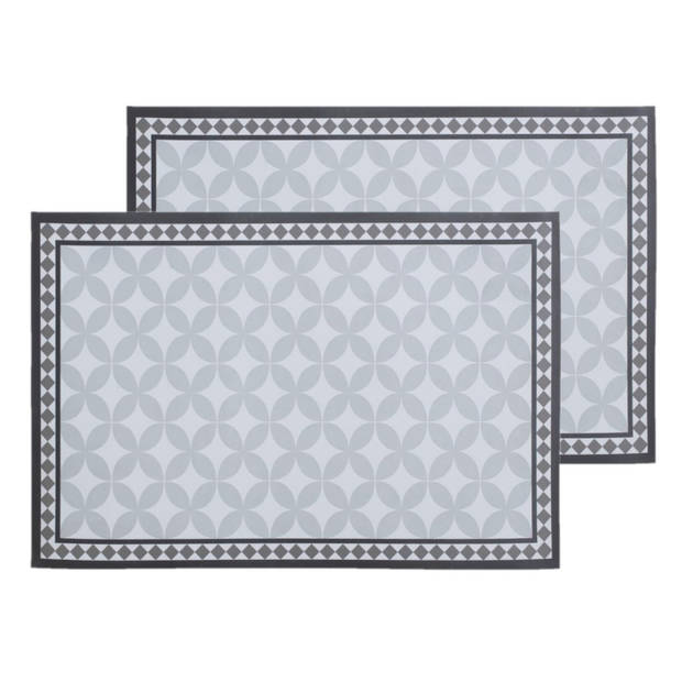 Set van 4x stuks rechthoekige placemats mozaiek grijs vinyl 45 x 30 cm - Placemats