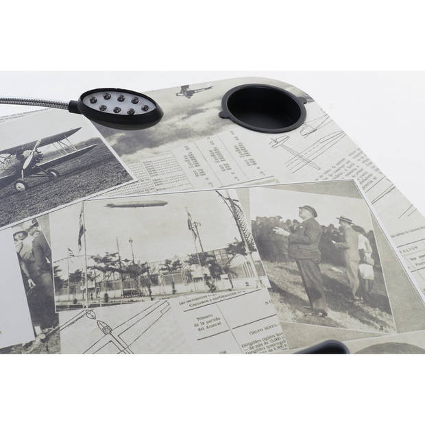 Schootkussen/laptray met LED verlichting 48 x 38 cm vintage kranten print - Dienbladen