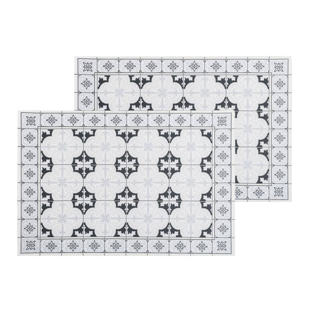 Set van 4x stuks placemats mozaiek grijs vinyl 45 x 30 cm - Placemats