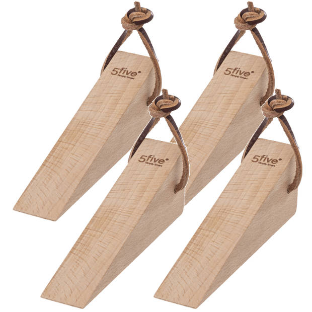 Set van 4x stuks deurstoppers/deurwiggen 12 cm hout - Deurstoppers