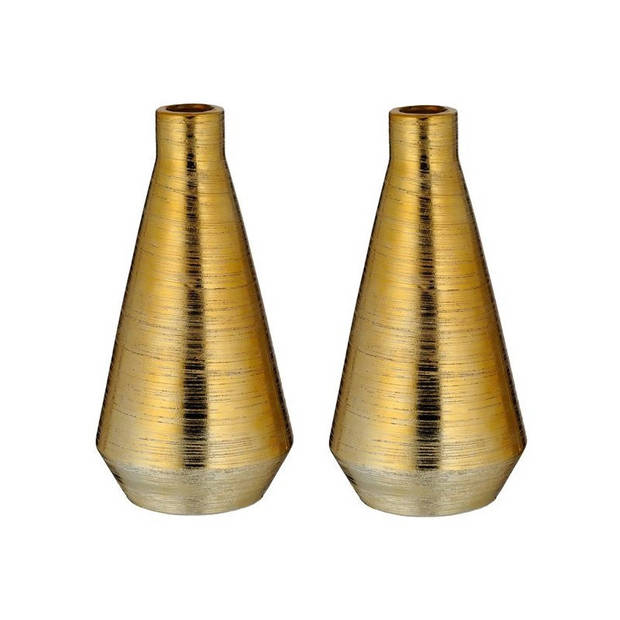 Set van 2x stuks ronde bloemenvaas goud van keramiek 28 cm - Vazen