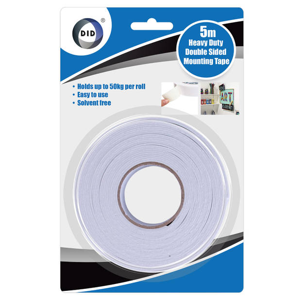 2x rollen dubbelzijdig foam tape/plakband 5 meter - Tape (klussen)