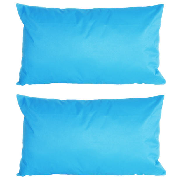 Buiten/woonkamer/slaapkamer kussens in het lichtblauw 30 x 50 cm - Sierkussens