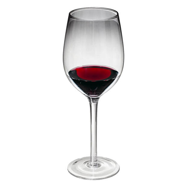 Set van 6x wijnglazen zwarte rand voor rode wijn Sauvage 380 ml van glas - Wijnglazen
