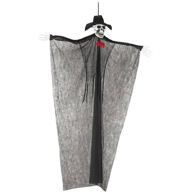 Hangende horror decoratie skelet zwart 220 cm - Halloween poppen