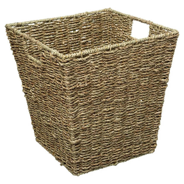 5Five Rieten opbergmand - 2x - gevlochten - beige/zwart - 31 x 31 x 31 cm - kastmanden - Opbergmanden