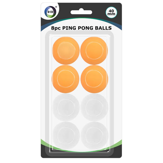 8x stuks Tafeltennis pingpong balletjes wit en oranje 40 mm/4 cm - Tafeltennisballen