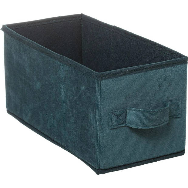 Set van 2x stuks opbergmand/kastmand 7 liter petrol groen polyester 31 x 15 x 15 cm - Opbergmanden