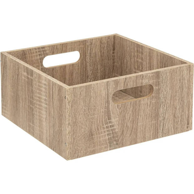 Set van 2x stuks opbergmand/kastmand 14 liter bruin/naturel van hout 31 x 31 x 15 cm - Opbergmanden