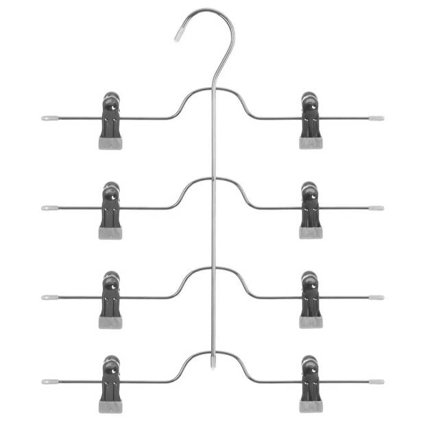 Set van 2x stuks metalen kledinghanger met clips voor 4 broeken 32 x 38 cm - Kledinghangers