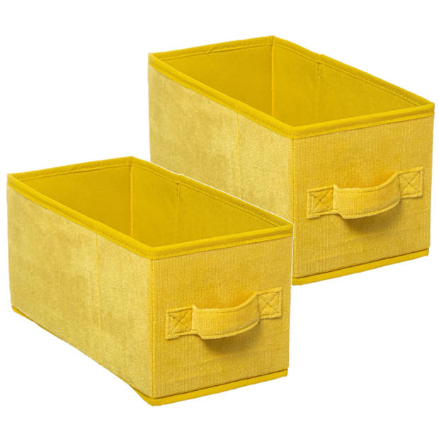 Set van 2x stuks opbergmand/kastmand 7 liter geel polyester 31 x 15 x 15 cm - Opbergmanden