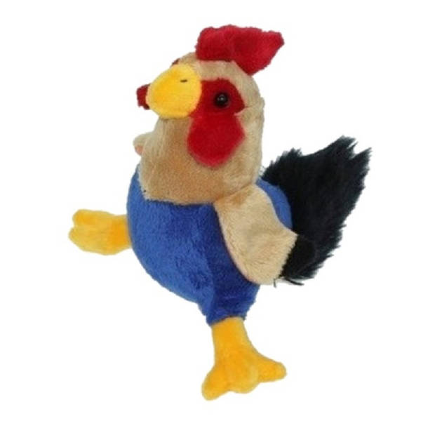 Pluche kippen/hanen knuffel van 20 cm met 16x stuks mini kuikentjes 3 cm - Feestdecoratievoorwerp