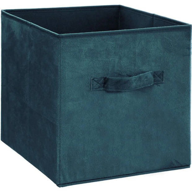 Set van 2x stuks opbergmand/kastmand 29 liter petrol groen polyester 31 x 31 x 31 cm - Opbergmanden