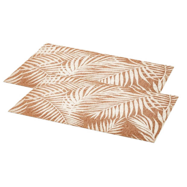 Set van 6x stuks rechthoekige placemats Palm wit linnen mix 45 x 30 cm - Placemats