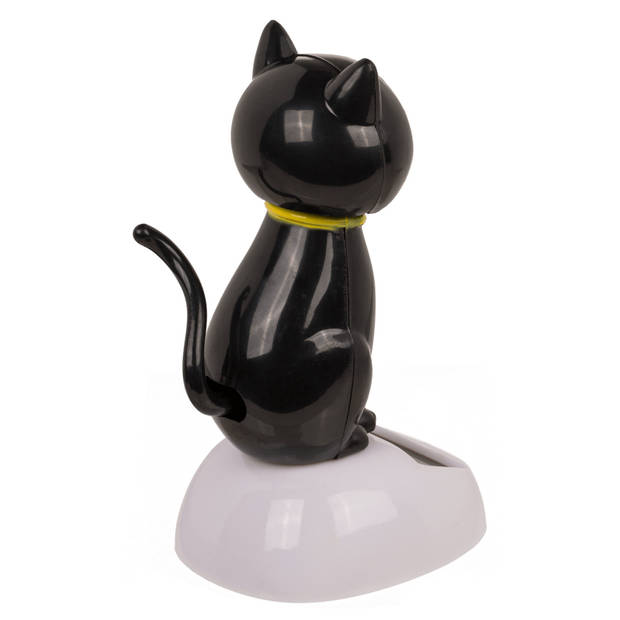 Out of the Blue - Solar bewegend katje - zwart 12 cm - Huis katten beeldjes/cadeau - Fopartikelen