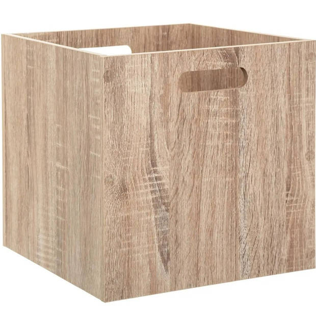 Opbergmand/kastmand 29 liter bruin/naturel van hout 31 x 31 x 31 cm - Opbergkisten