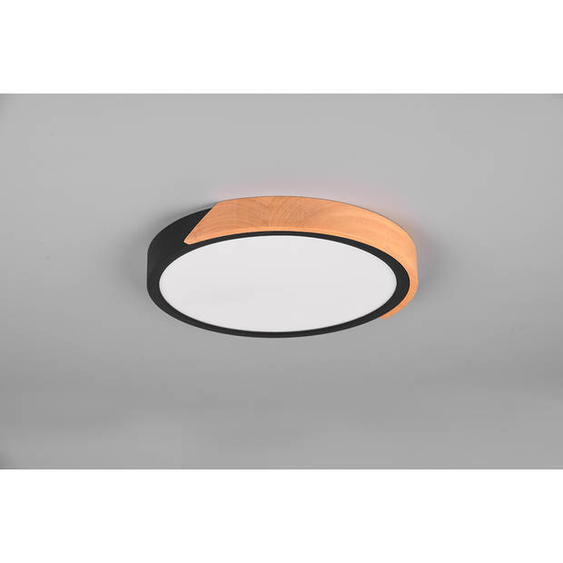 LED Plafondlamp - Plafondverlichting - Trion Jersa - 20W - Warm Wit 3000K - Dimbaar - Rond - Mat Zwart - Kunststof