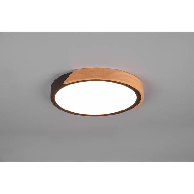 LED Plafondlamp - Plafondverlichting - Trion Jersa - 20W - Warm Wit 3000K - Dimbaar - Rond - Mat Zwart - Kunststof