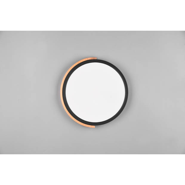 LED Plafondlamp - Plafondverlichting - Trion Jersa - 20W - Warm Wit 3000K - Dimbaar - Rond - Mat Zwart - Kunststof