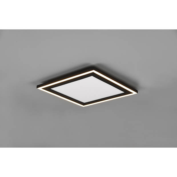 LED Plafondlamp - Plafondverlichting - Trion Coman - 24.5W - Warm Wit 3000K - Vierkant - Mat Zwart - Kunststof