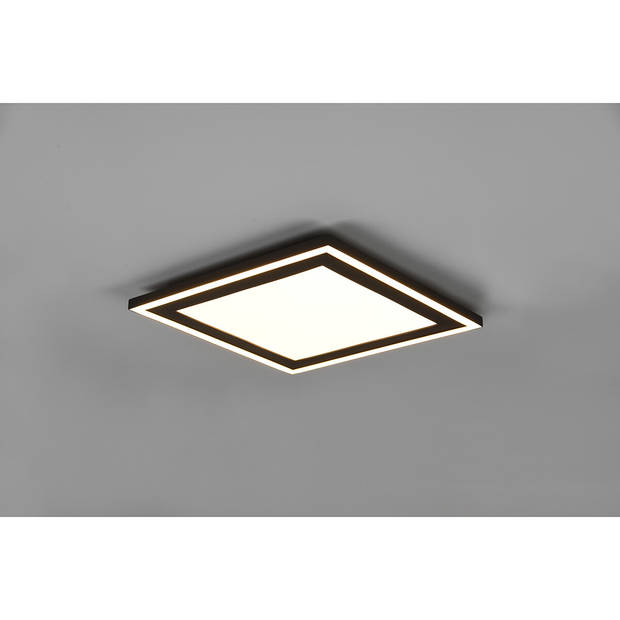 LED Plafondlamp - Plafondverlichting - Trion Coman - 24.5W - Warm Wit 3000K - Vierkant - Mat Zwart - Kunststof