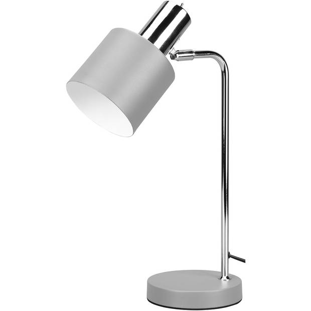 LED Tafellamp - Tafelverlichting - Trion Alimo - E14 Fitting - Rond - Mat Grijs - Aluminium