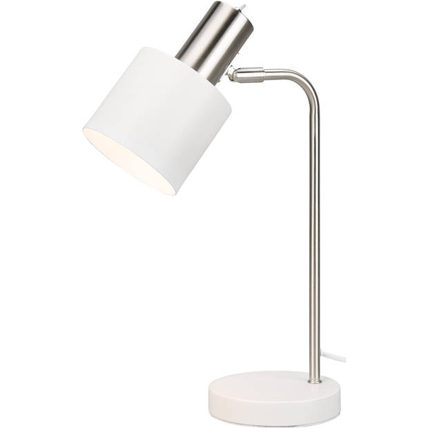 LED Tafellamp - Tafelverlichting - Trion Alimo - E14 Fitting - Rond - Mat Wit - Aluminium