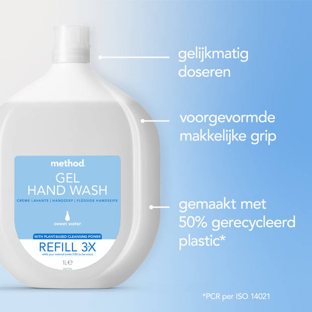 Method Handzeep Navulling Voordeelverpakking 4 x 1L - Ecologisch - Sweet Water Geur