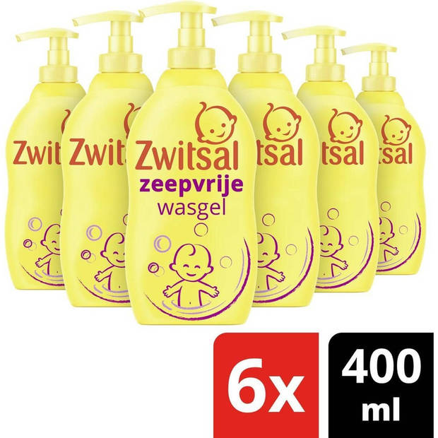Baby Zeepvrije Wasgel - Extra mild & zacht - Met Pompje - 6x 400ml - Voordeelverpakking - Copy