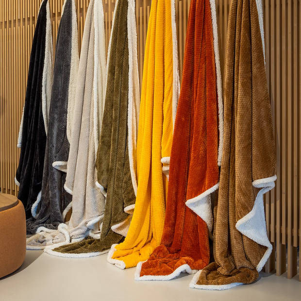 Dutch Decor - CODY - Plaid 150x200 cm - fleece deken met sherpa voering - Potters Clay - oranje terra