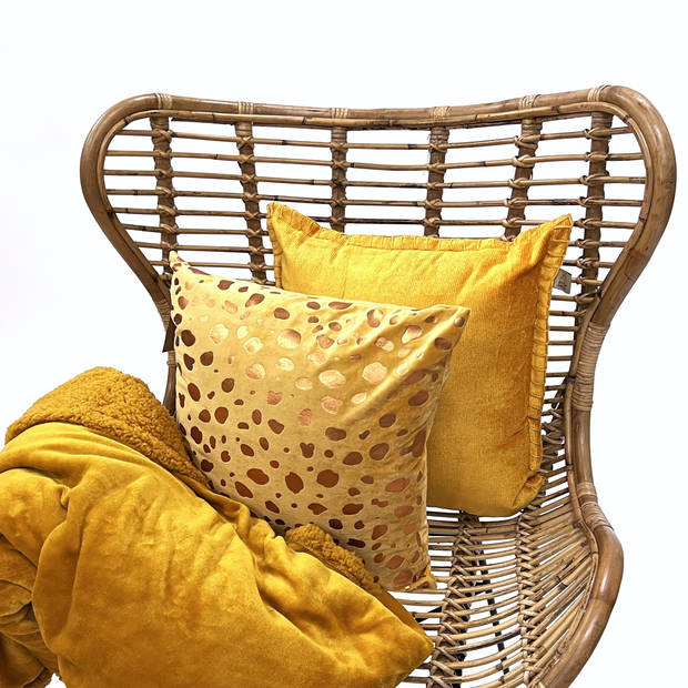 Dutch Decor - STANLEY - Plaid 150x200 cm - fleece deken met teddy en fleece - Golden Glow - geel