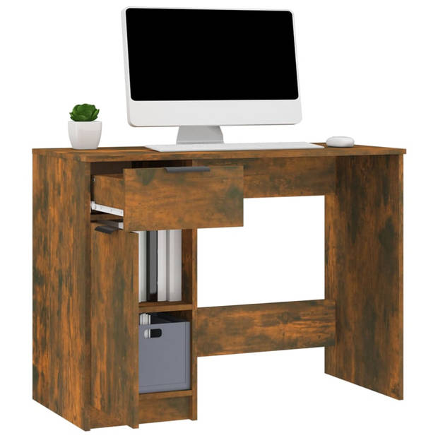 The Living Store Bureaukast - Computerbureau - 100 x 50 x 75 cm - Gerookt eiken - Hoge kwaliteit