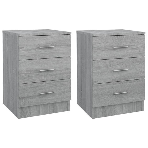 vidaXL Nachtkastjes 2 st 38x35x56 cm bewerkt hout grijs sonoma eiken