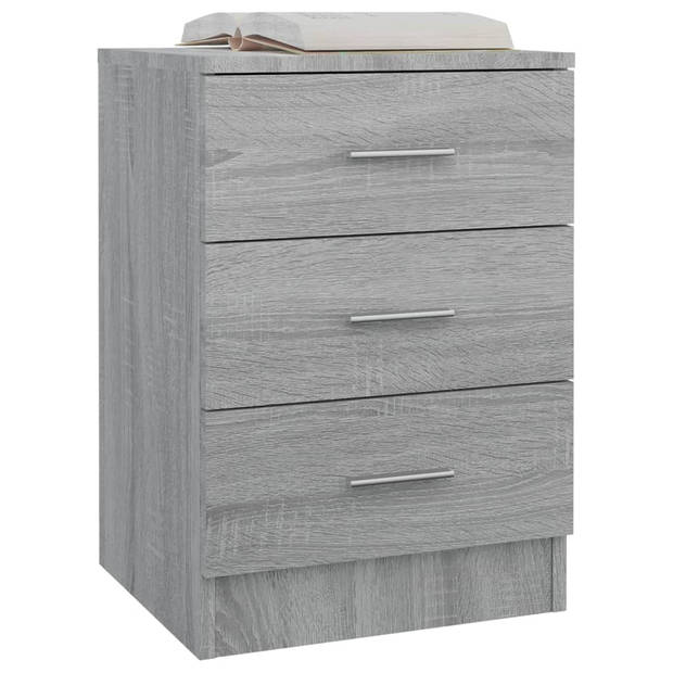 vidaXL Nachtkastjes 2 st 38x35x56 cm bewerkt hout grijs sonoma eiken