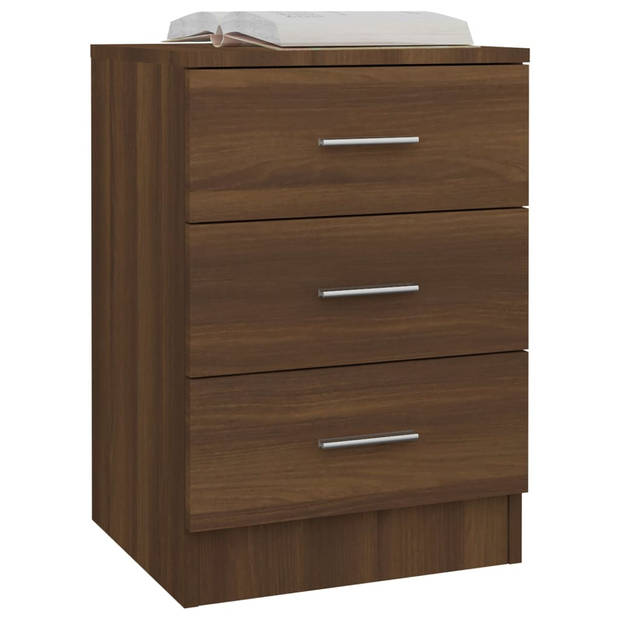 vidaXL Nachtkastjes 2 st 38x35x56 cm bewerkt hout bruin eikenkleur