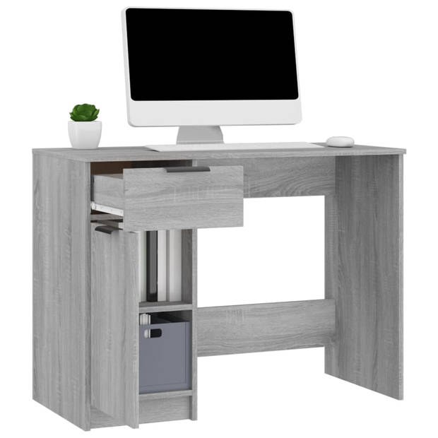 The Living Store Bureaukast - Grijs Sonoma Eiken - 100 x 50 x 75 cm - Stevig - Voldoende opbergruimte