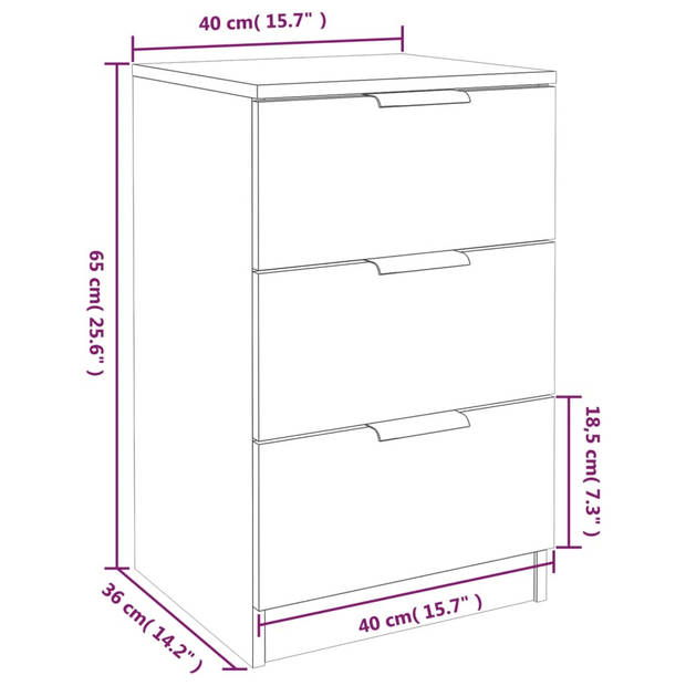 vidaXL Nachtkastje 40x36x65 cm grijs sonoma eikenkleurig