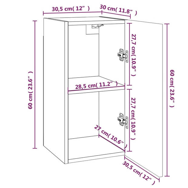 vidaXL Tv-meubelen 7 st 30,5x30x60 cm bewerkt hout bruin eikenkleur