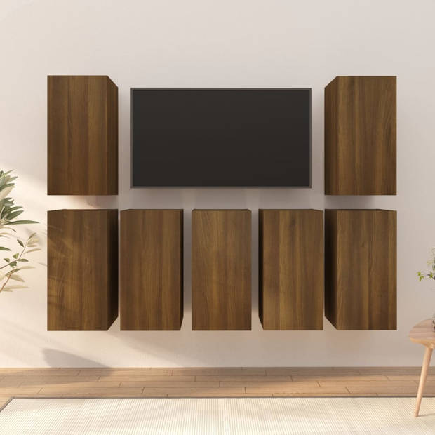 vidaXL Tv-meubelen 7 st 30,5x30x60 cm bewerkt hout bruin eikenkleur