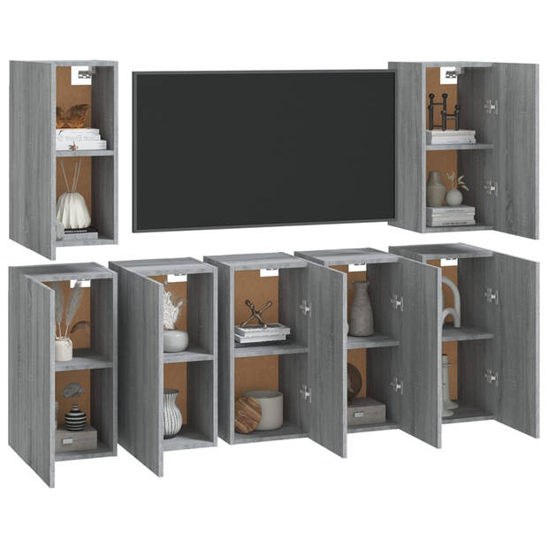 vidaXL Tv-meubelen 7 st 30,5x30x60 cm bewerkt hout grijs sonoma eiken