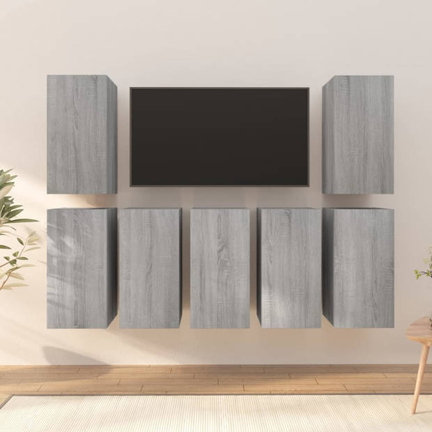 vidaXL Tv-meubelen 7 st 30,5x30x60 cm bewerkt hout grijs sonoma eiken