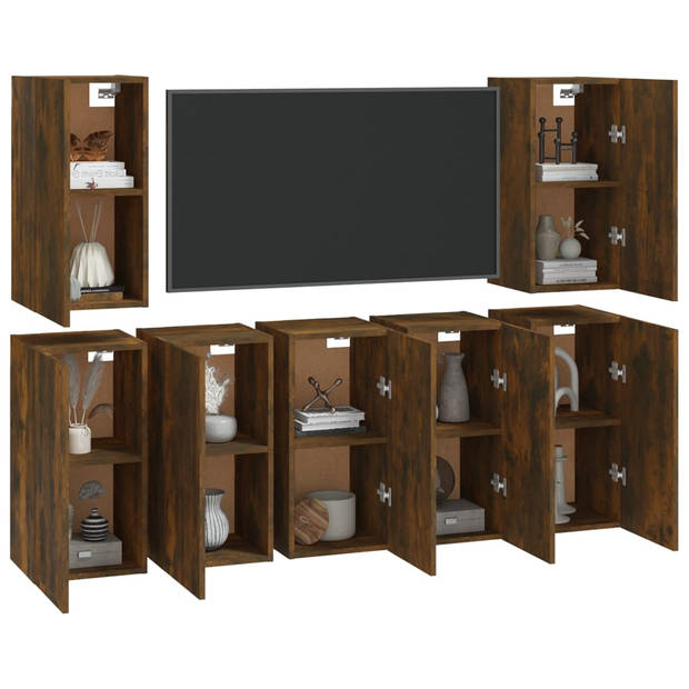 vidaXL Tv-meubelen 7 st 30,5x30x60 cm bewerkt hout gerookt eikenkleur