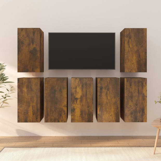 vidaXL Tv-meubelen 7 st 30,5x30x60 cm bewerkt hout gerookt eikenkleur